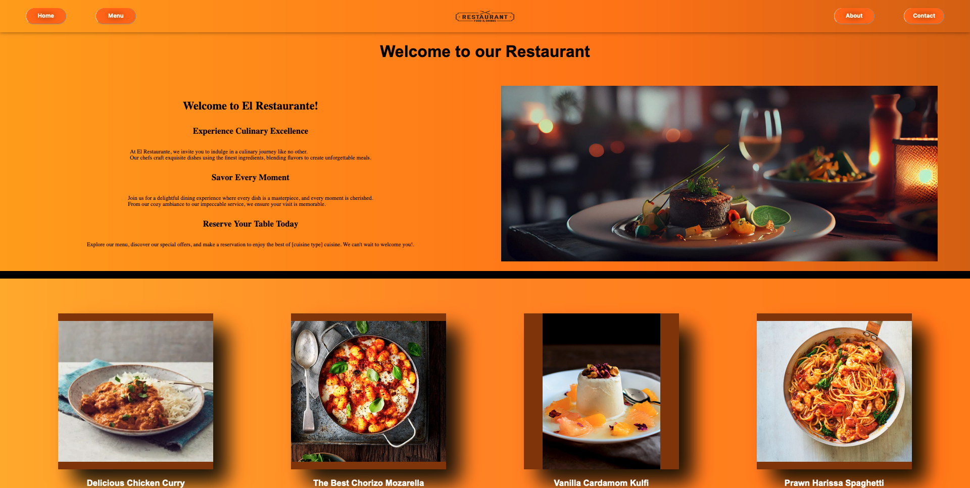 Fine Dine Restaurant Page